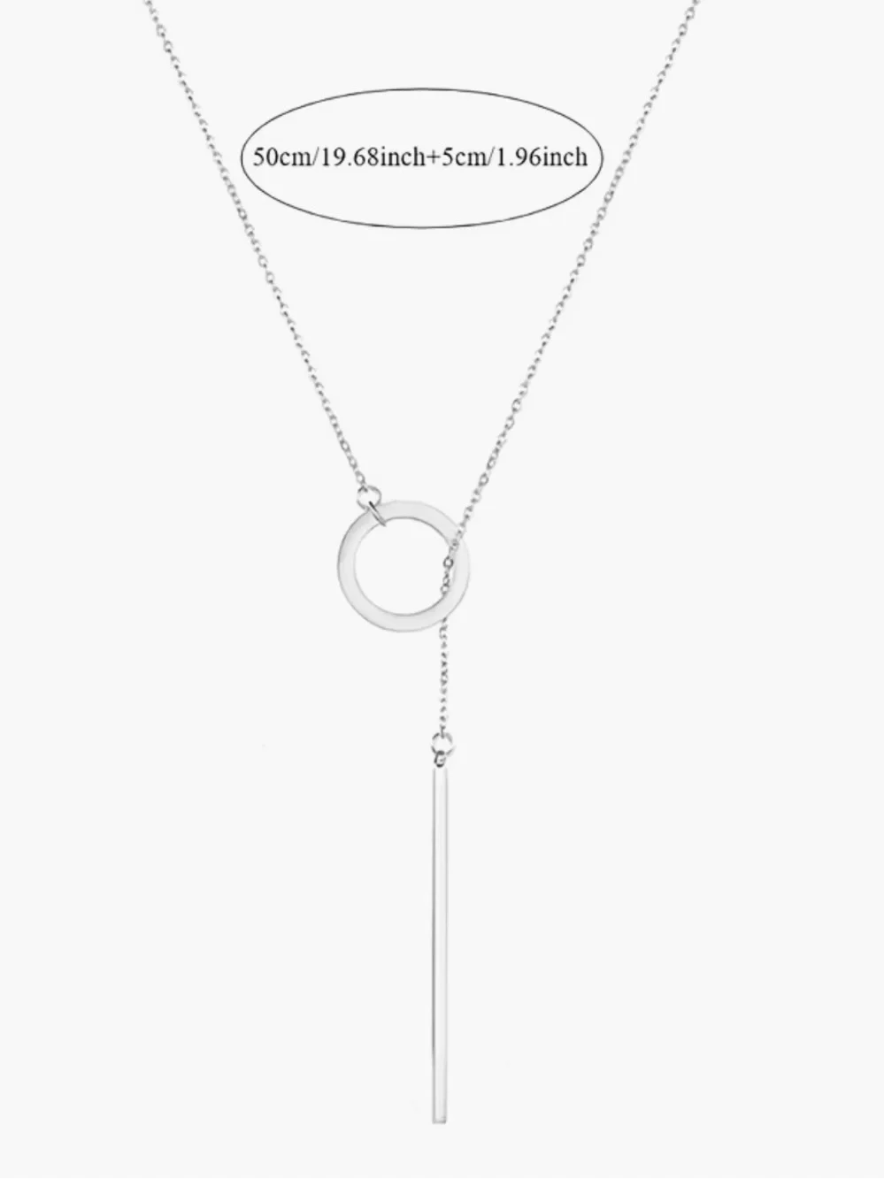 BNIB - Silver Circle Drop Lariat Y Design Necklace